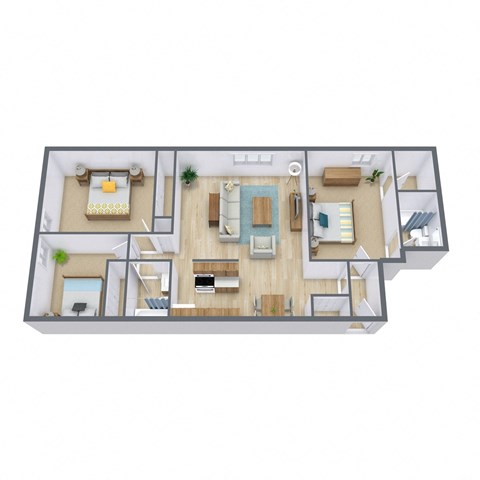 Kingswood Apartments in Fargo, ND | Three Bedroom Floor Plan 32A